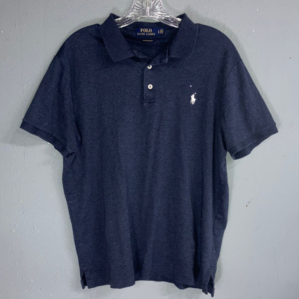 Polo by Ralph Lauren Custom slim fit Dark Blue Polo Shirt Mens Large 744